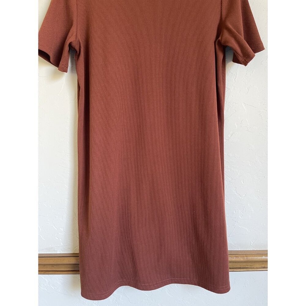 Heyson Size Medium Orange Cinnamon Brown Ribbed T-Shirt Dress - Picture 8 of 8